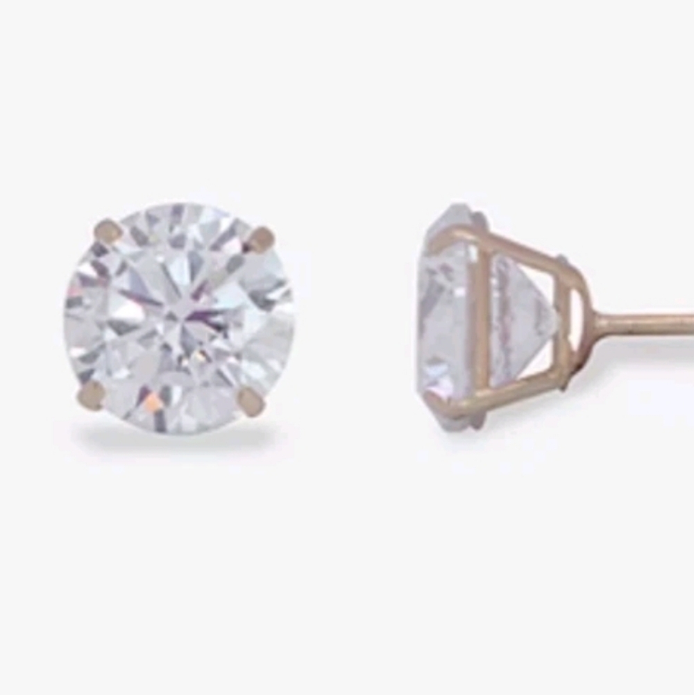 10KT Gold Round CZ Stud Earrings